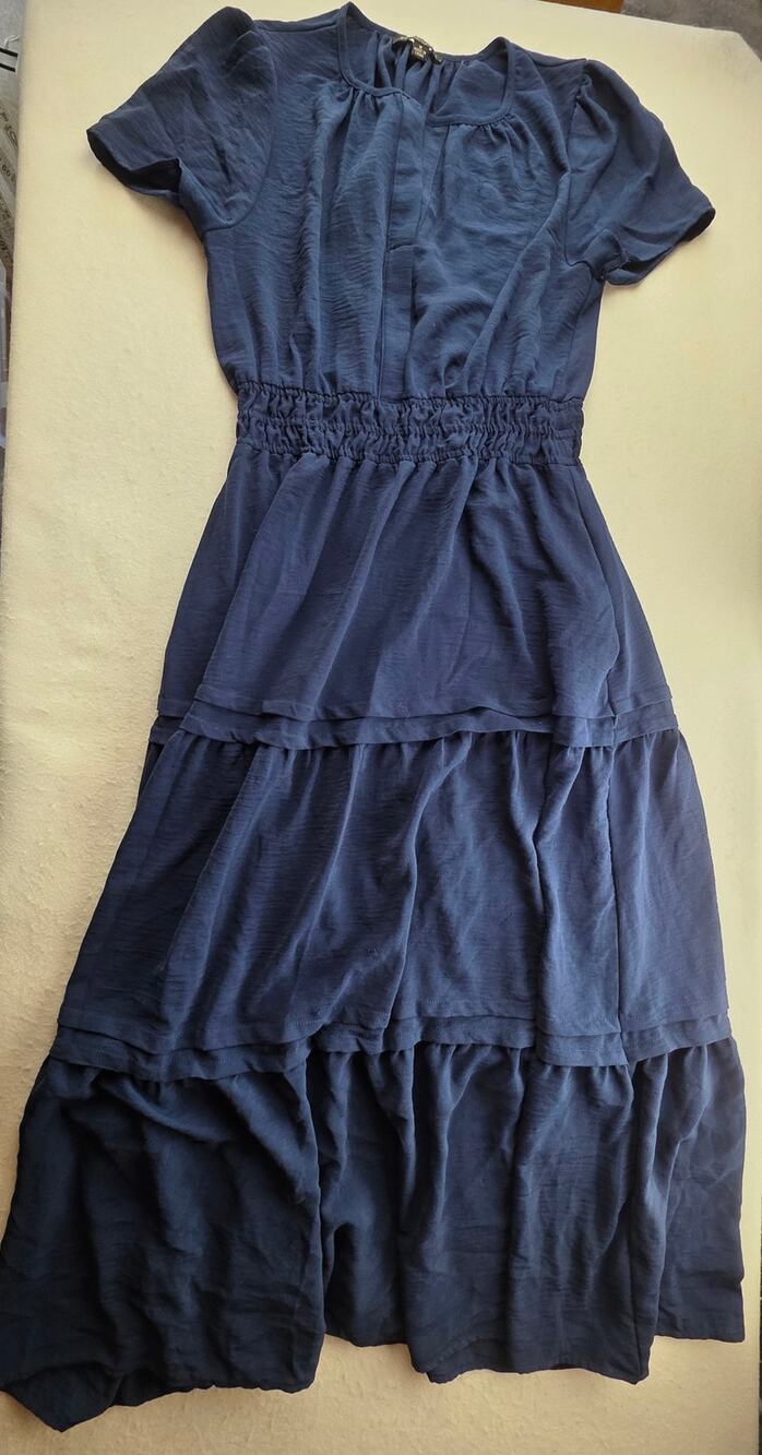 Rachel Zoe Blue Navy Tiered Ruffle Maxi Dress Size Medium